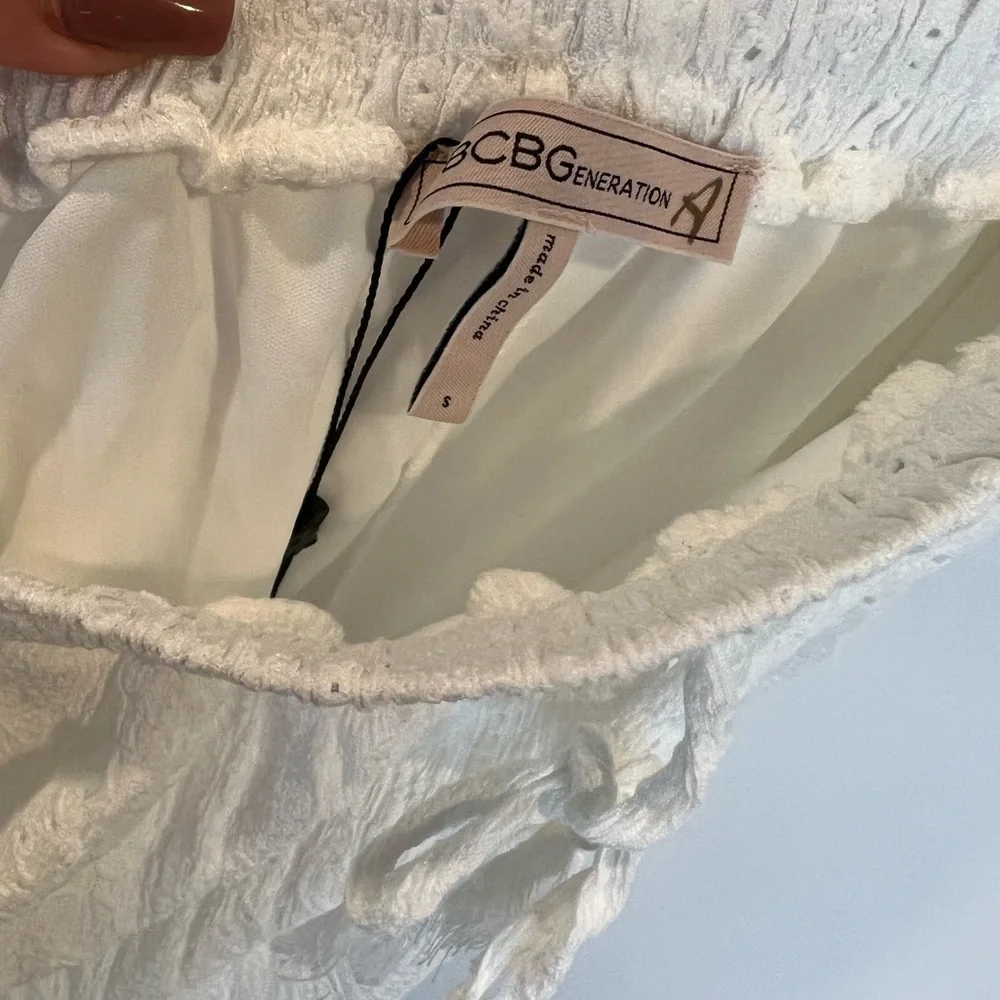 BCBGeneration White Eyelet Drawstring Shorts SZ S